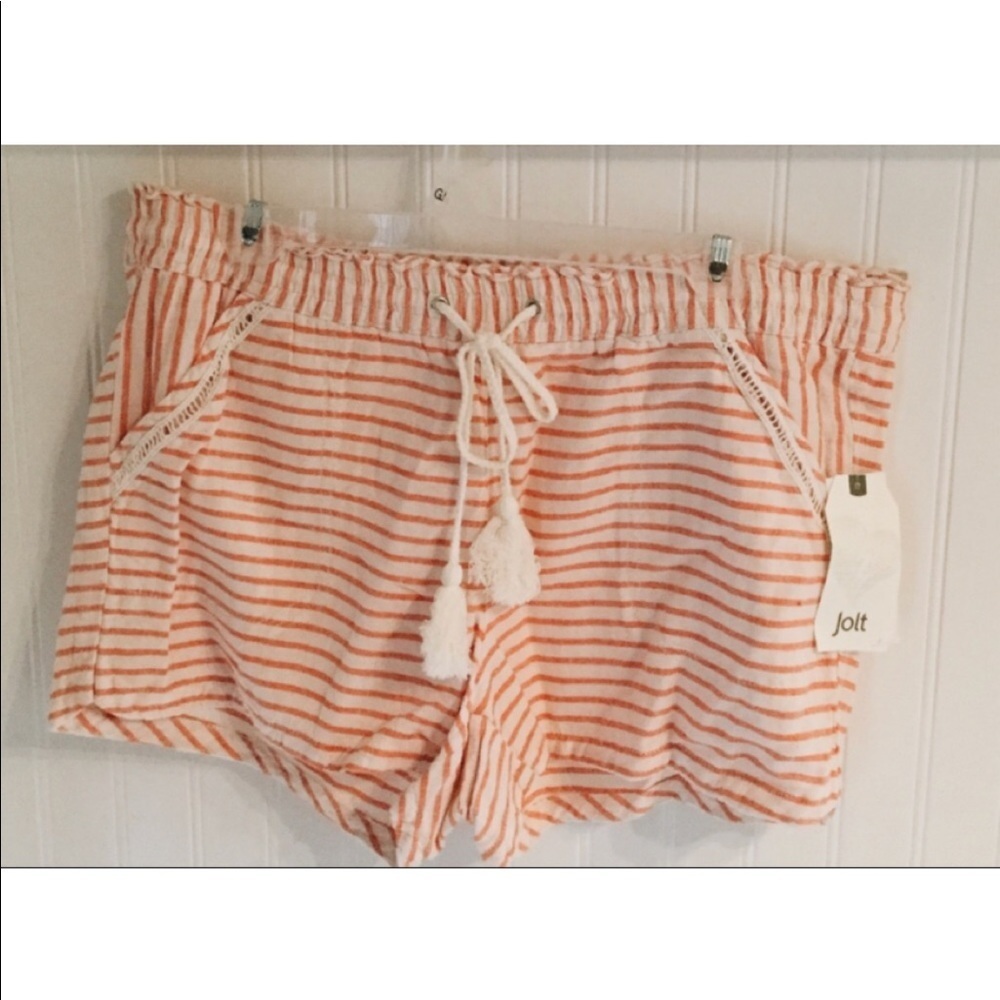 NWT Jolt - Burnt Orange Striped Linen Shorts - L